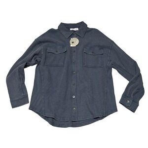 NWT Sage + Stone Men's Button Down Shirt Shacket Blue Size Large 22 x 26